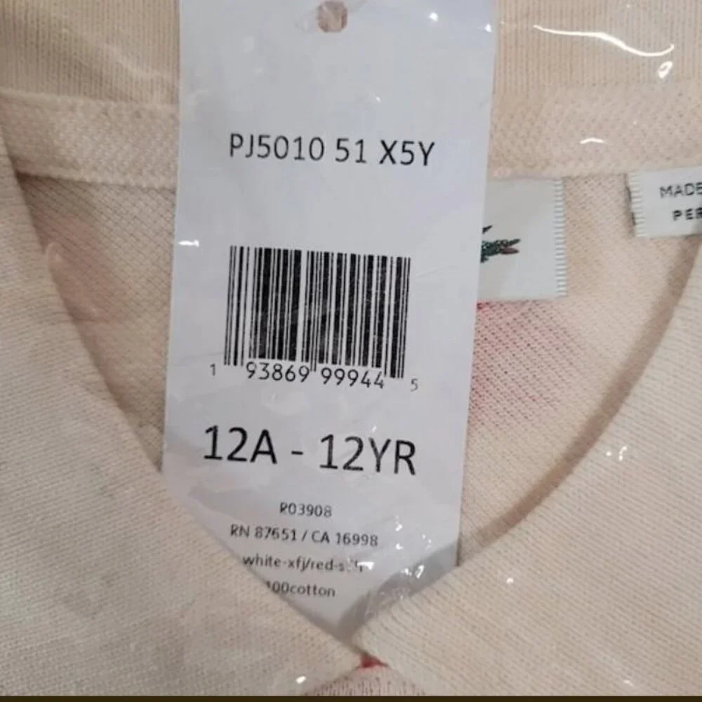 NIB Lacoste Girls Polka Dot Collared Short Sleeve Polo Shirt - Picture 6 of 11